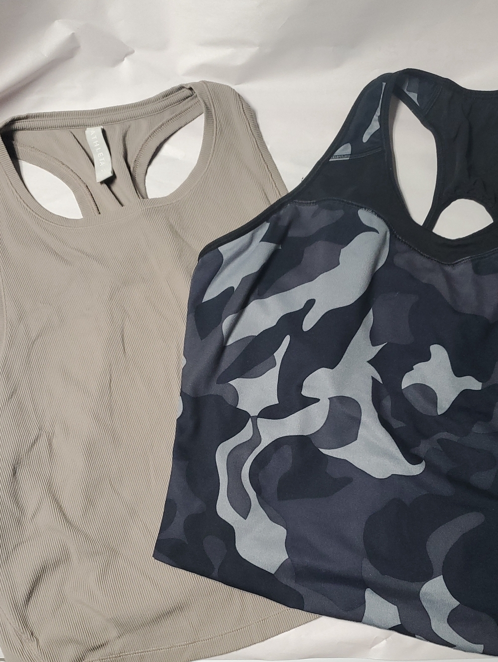 Athleta Women’s Racerback Tank Pair - Taupe & Navy Camo Size XL Performance